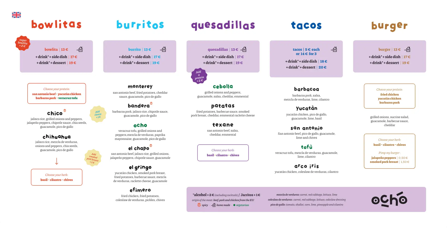 Menu Ocho desktop